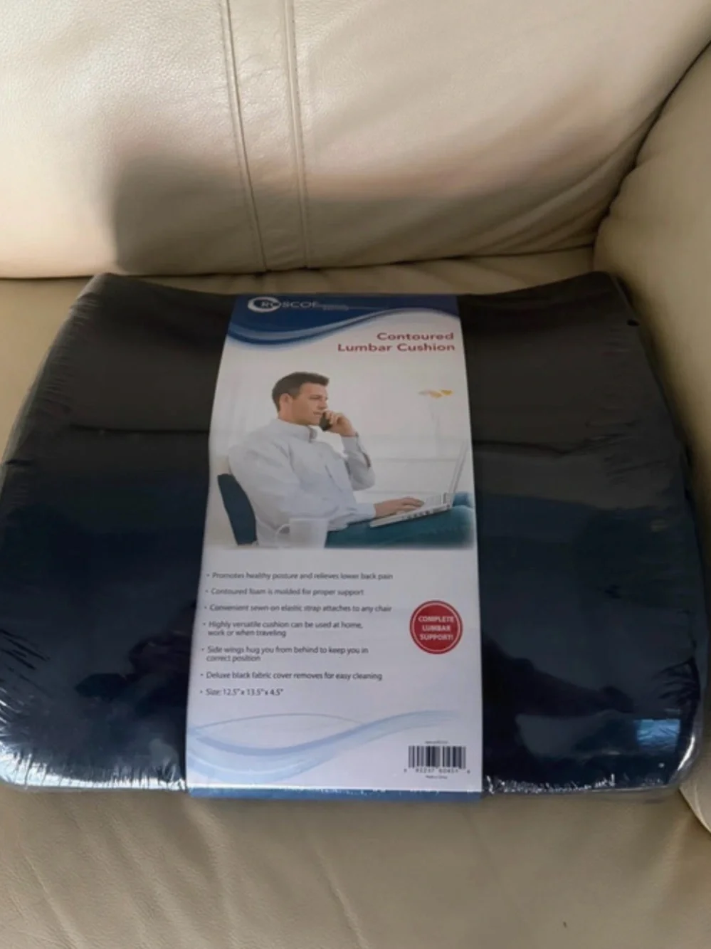 NEW Roscoe Medical Contoured Lumbar Cushion Back Support Pillow - Black